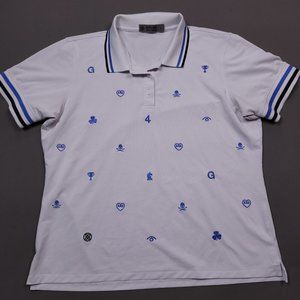 G/FORE Womens Skull Trophy Heart Logo Print Golf Polo Shirt Large